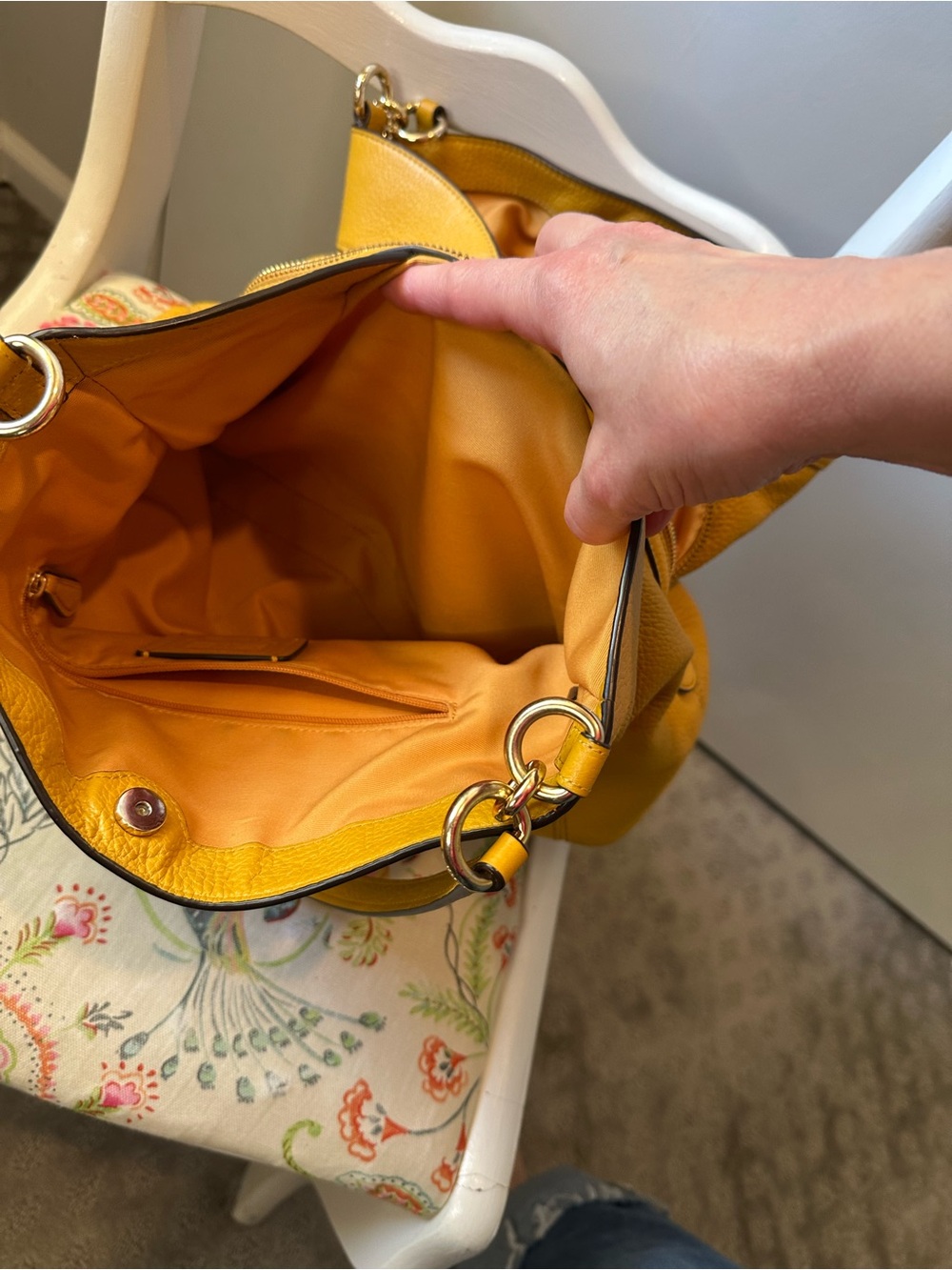 Coach Mustard Yellow Pebbled Leather Shoulder Bag with Matching Wallet - Picture 5 of 14